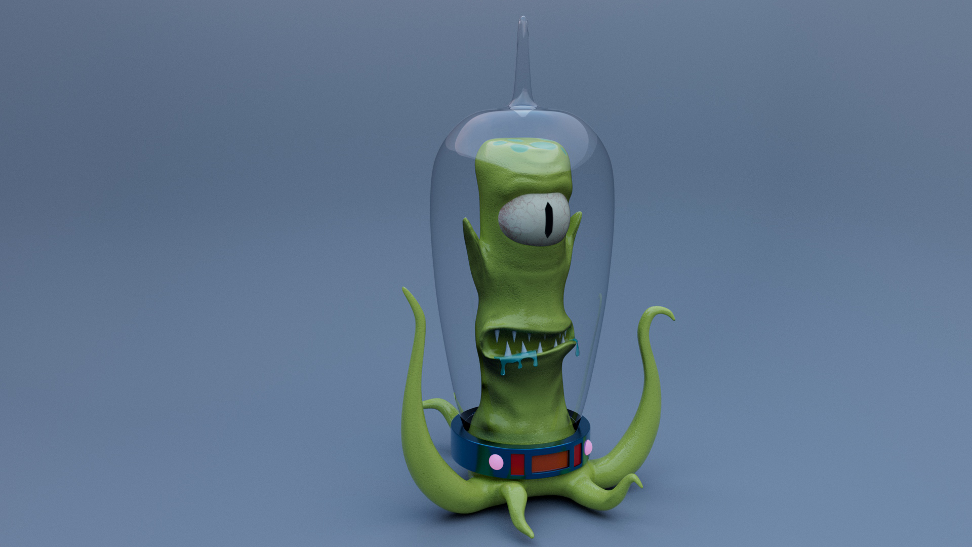 3D Rendered Sculpture of Alien from The Simpsons